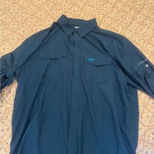 AFTCO Charcoal Shirt with Teal Logo